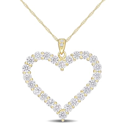 Miadora 2 2/5ct TGW Created Moissanite Heart Necklace in Yellow Plated Sterling Silver
