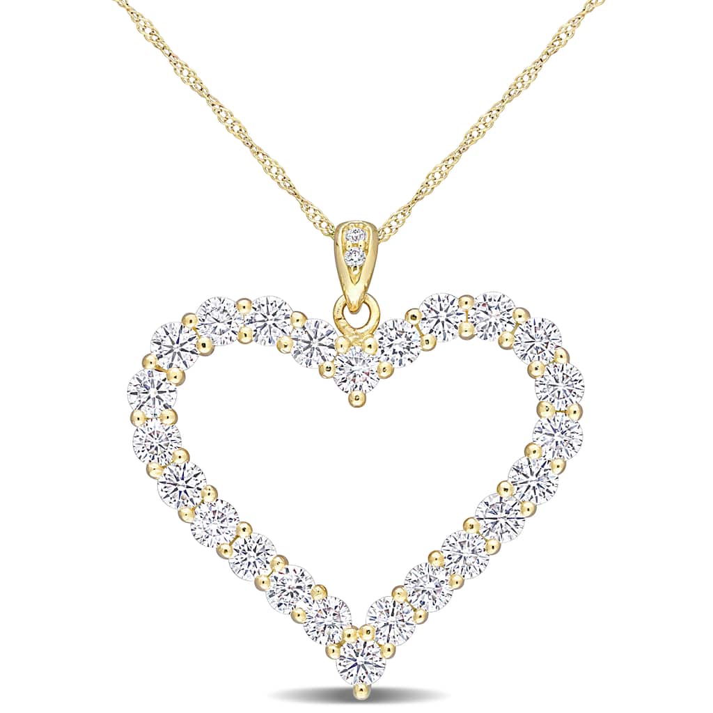 Miadora 2 2/5ct TGW Created Moissanite Heart Necklace in Yellow Plated Sterling Silver