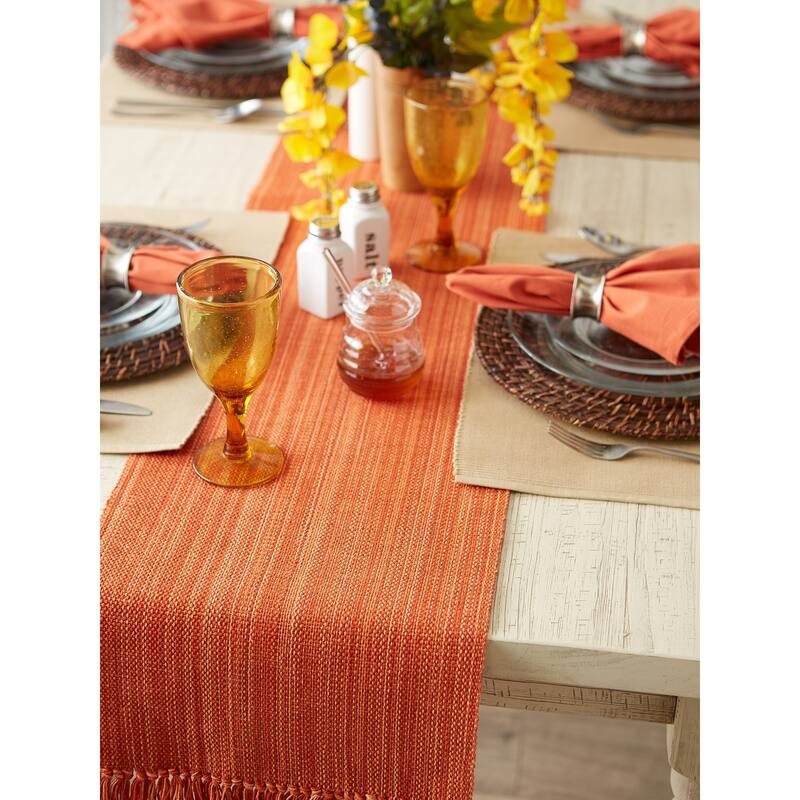 DII Variegated Taupe Fringe Table Runner 13x72