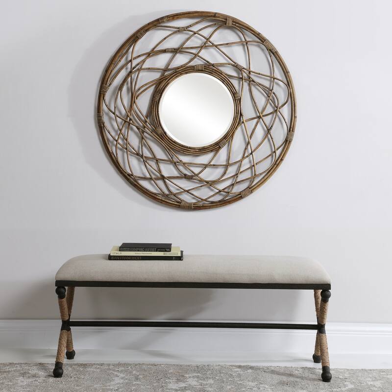 Uttermost Firth 48" Wide Iron Framed Fabric Upholstered Bench
