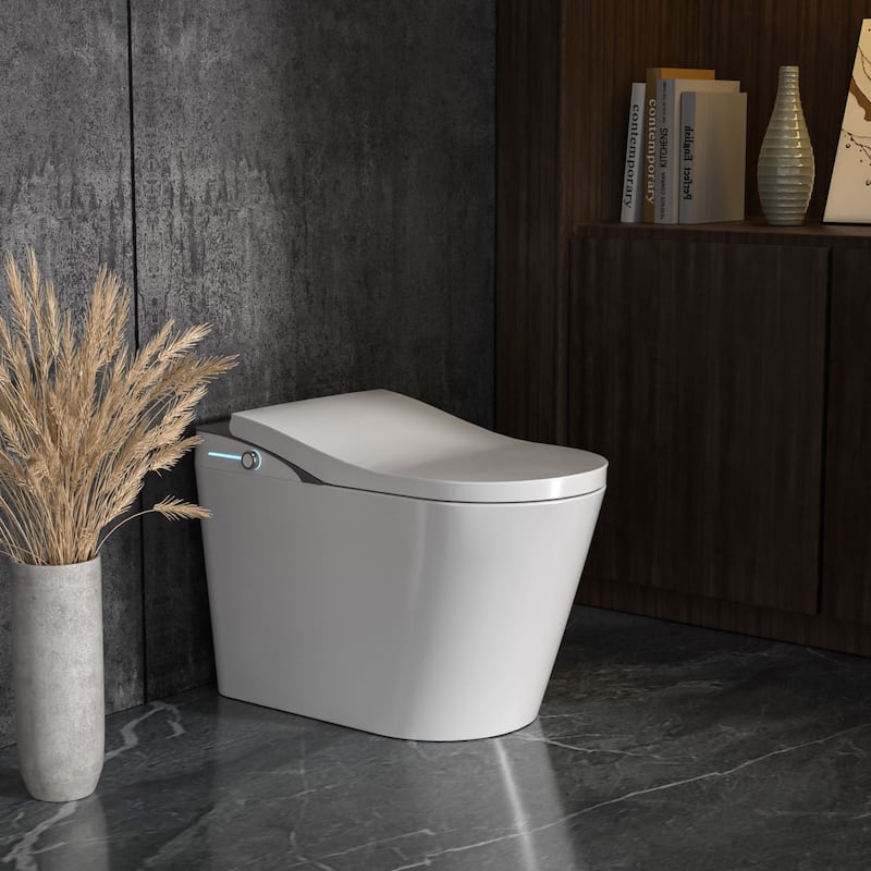 1-Piece 1.28 GPF Auto Single Flush Elongated Bidet Toilet Smart Toilet in White
