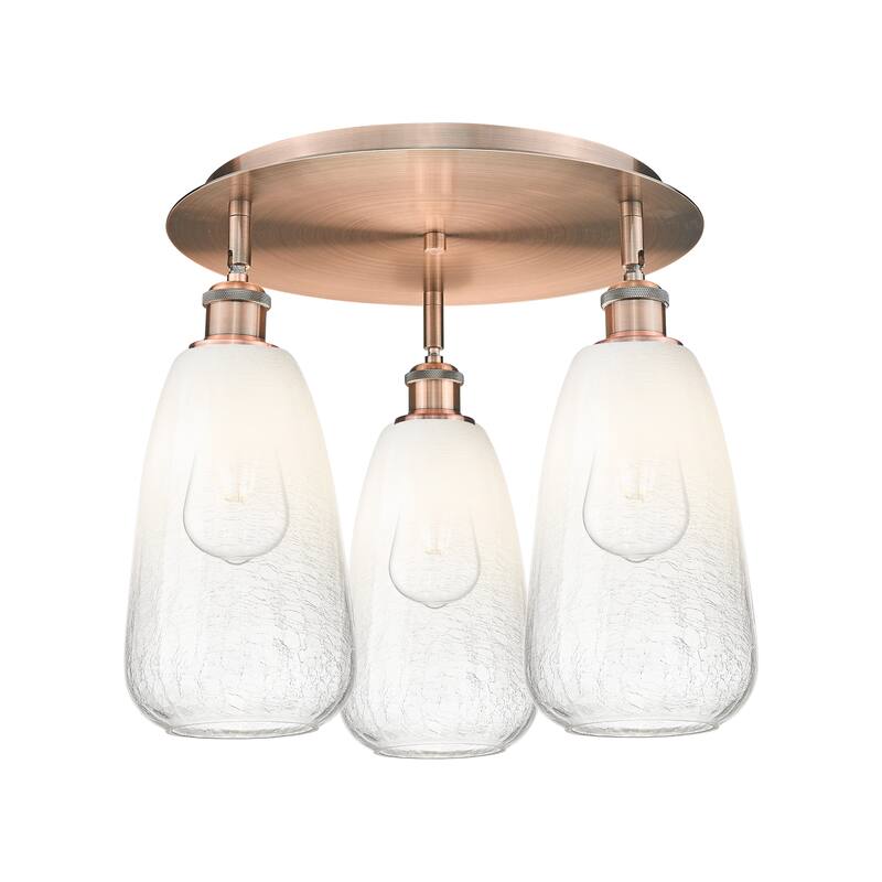 Innovations Lighting Endless Possibilities Ballston - Brookhaven Almond - 3 Light 18" Flush Mount - Antique Copper/Opal