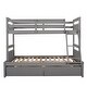 preview thumbnail 14 of 44, Versatility Twin over Full Wooden Kids Bed Bunk Bed with Two Storage Drawers,Ladder and Guardrails
