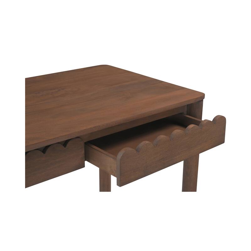 NADAAL STUDIOS Thalen Desk, Mango Wood with Sculptural Round Legs, Vintage Brown