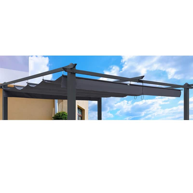 13x10 Ft Replacement Canopy Top Cover for Outdoor Retractable Pergola - Grey