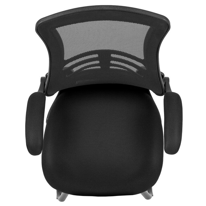 Mesh Sled Base Side Reception Chair with Flip-Up Arms