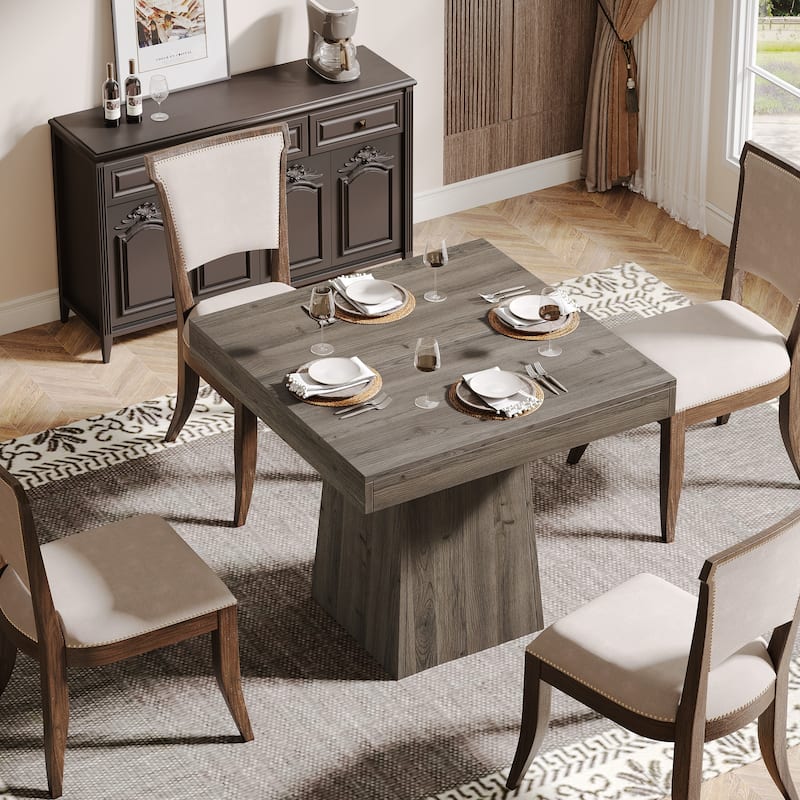 Square Dining Table for 4, 31.5-Inch Kitchen Table with Pedestal Base - 31.5"D x 31.5"W x 29.53"H