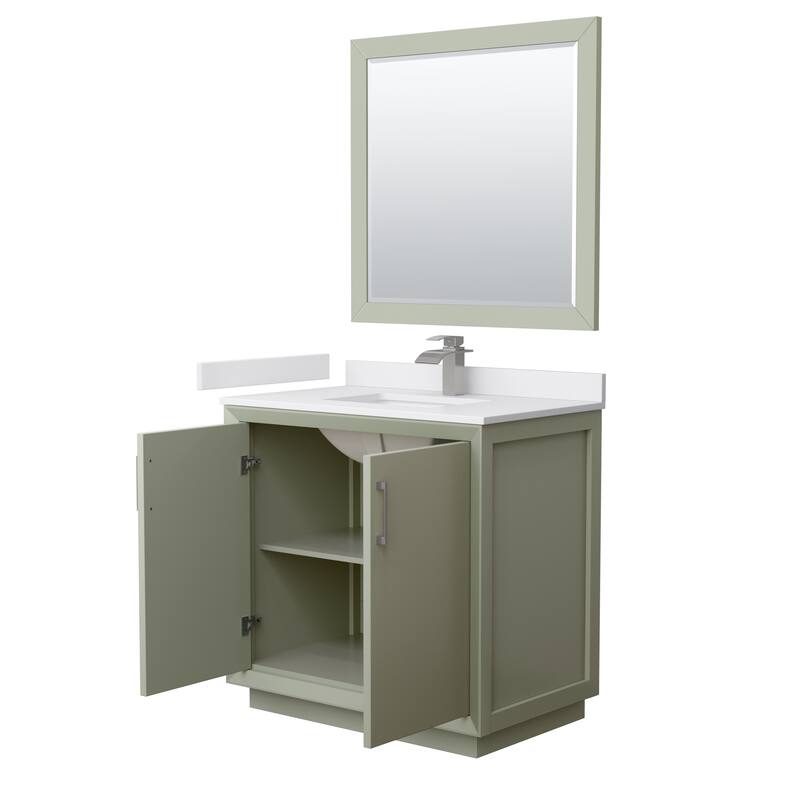 Strada 36-Inch Single Vanity Set, Cultured Marble Top, 34-Inch Mirror