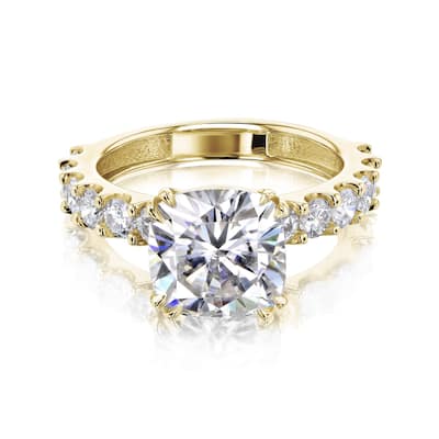 Kobelli 3.90 Carats Lab Grown Diamond Certified 14k Solid Gold Cushion-cut Wide Band Lorette Engagement Ring (EF/VS)