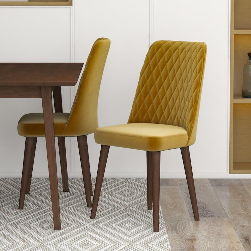 Amy Modern Solid Wood Walnut Dining Table and 4 Chairs Set