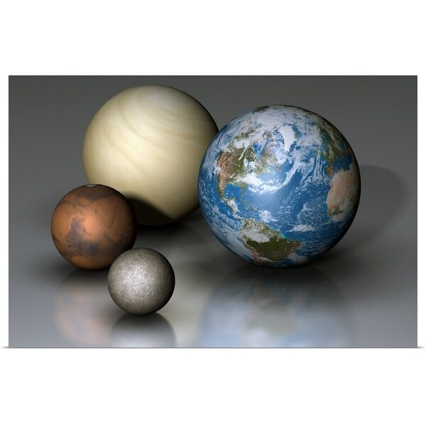 "The four terrestrial planets compared in scale" Poster Print