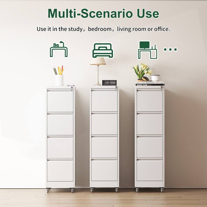 Versatile Locking Metal File Cabinet with Wheels for Home and Office Use