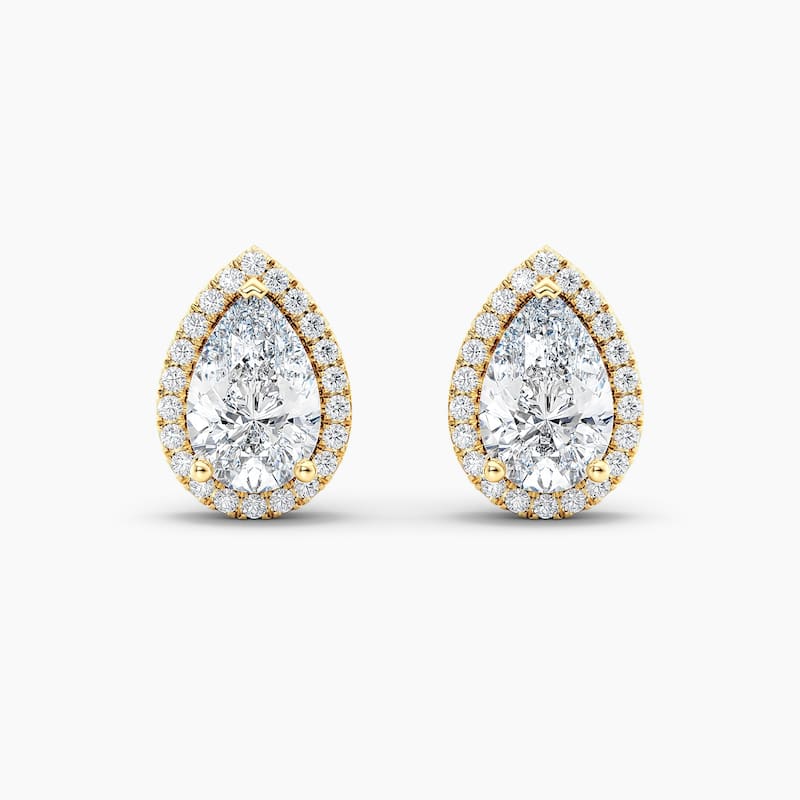 Auriya 14k Gold Lab Grown Halo Pear Diamond Stud Earrings 0.50 to 8.00 ct. tw. Push-Back (F-G VS) - White - Yellow - 8.80ct. tw.