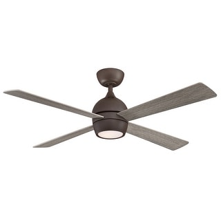 Fanimation Kwad 52 inch Indoor Ceiling Fan with LED Light Kit and Remote - Matte Greige with Weathered Wood Blades