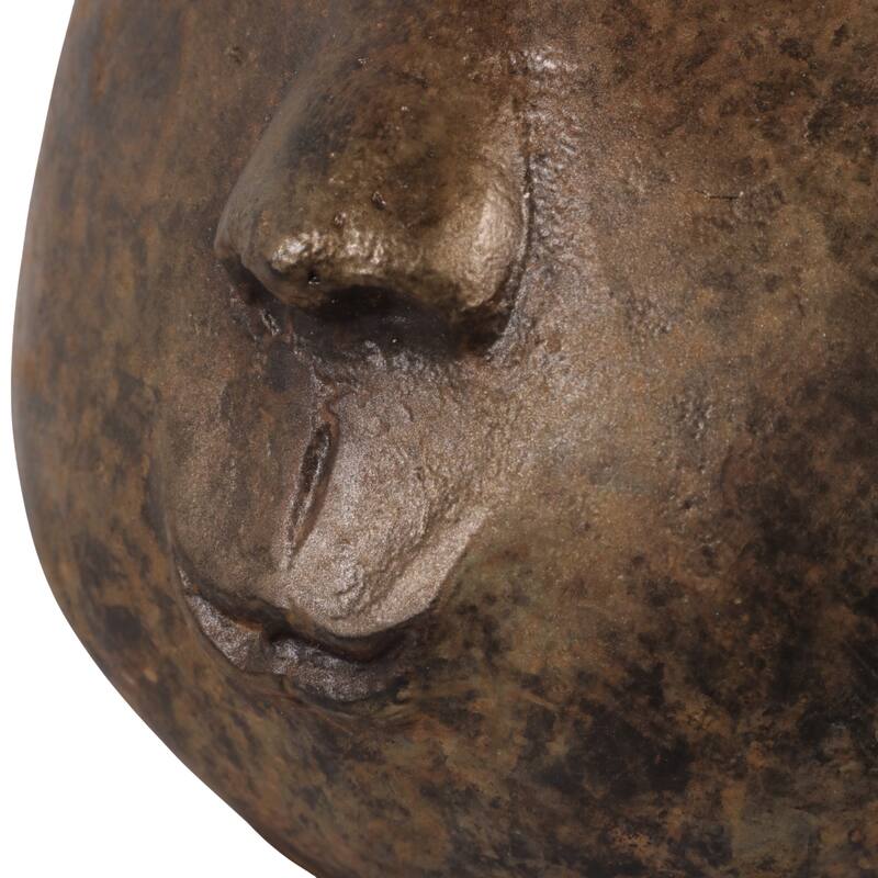 Decorative Smiley Head on Pedestal Sculpture