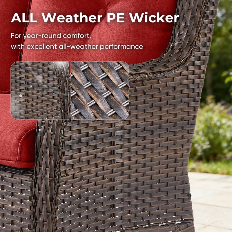 Pocassy Outdoor Patio Wciker Sofa Furniture Set of Chair Table.