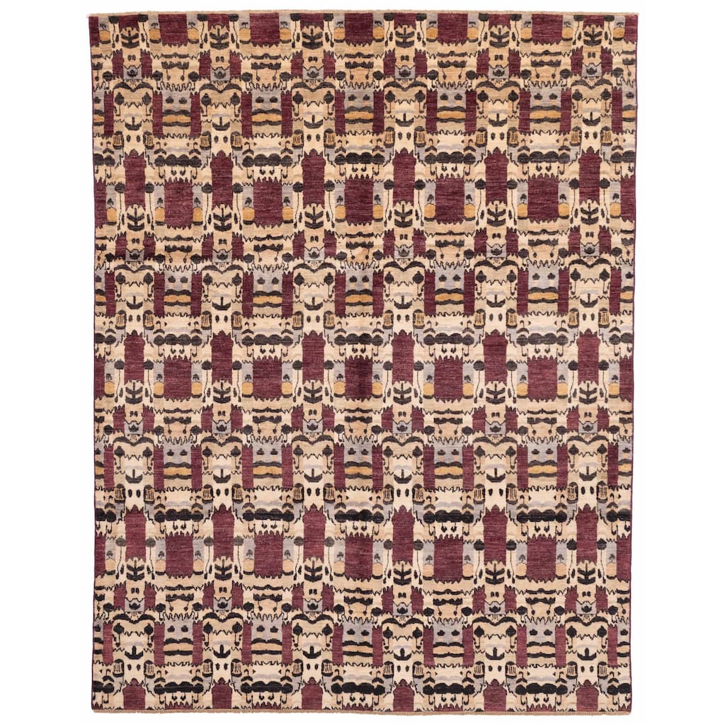 ECARPETGALLERY Hand-knotted Peshawar Ziegler Burgundy Wool Rug - 7'9 x 10'0