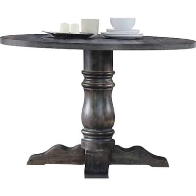 Round Wood Dining Table in Weathered Gray - Weathered Gray