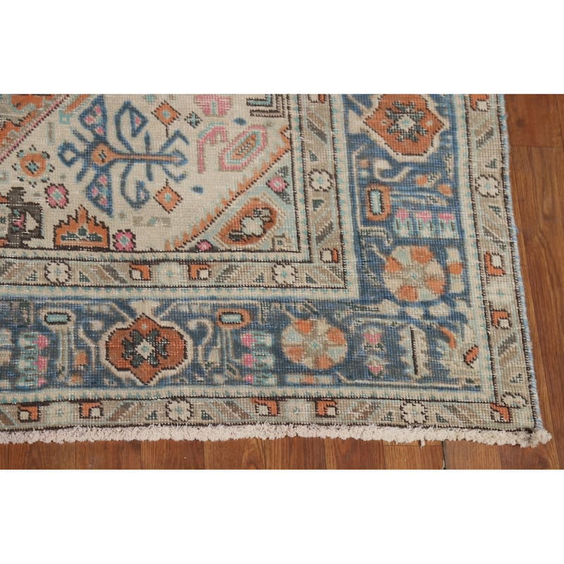 Orange Geometric Tabriz Persian Area Rug Hand-Knotted Wool Carpet - 6'3"x 9'6"