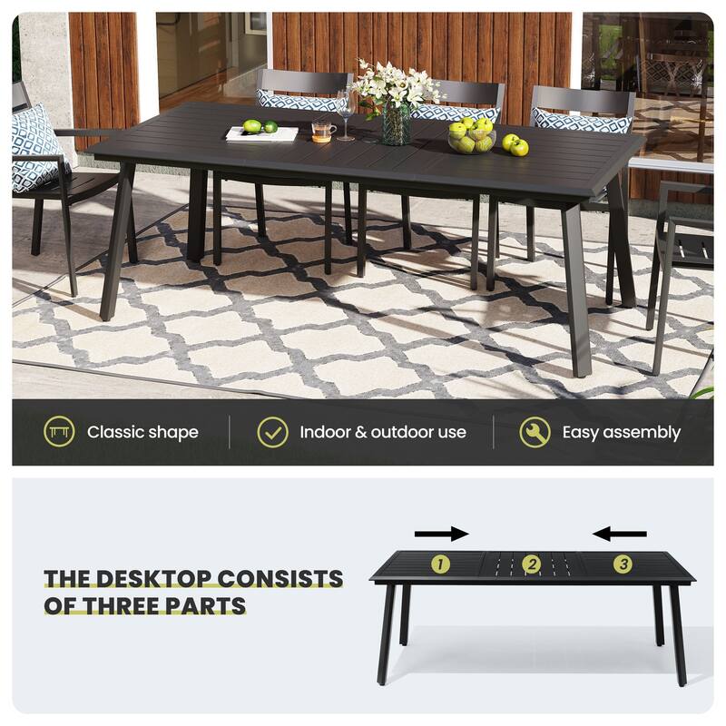 11-Piece Outdoor Dining Set Aluminum Table and Swivel Sunbrella Dining Chairs with Umbrella and Base