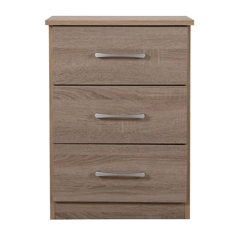 Wooden Nightstand with 3-Drawer - 24" - Brown