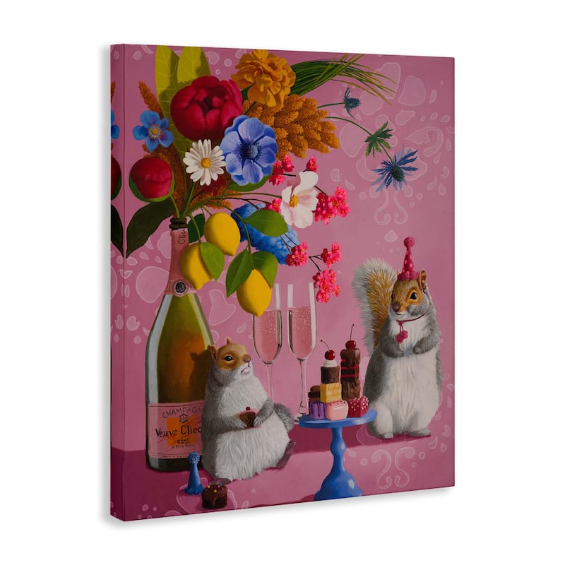 Stupell Party Hat Squirrels & Bouquet Canvas Wall Art Design By Heather Gauthier