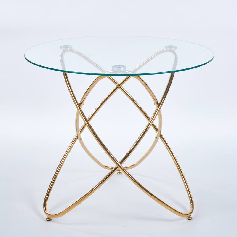 Dining Table With Chrome Metal Leg And Tempered Glass,Kitchen Table For Living Room,Metal Legs