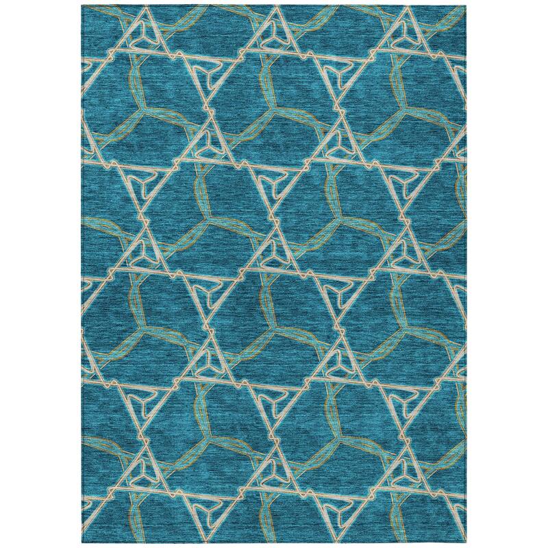 Machine Washable Indoor/ Outdoor Transitional Links Chantille Rug