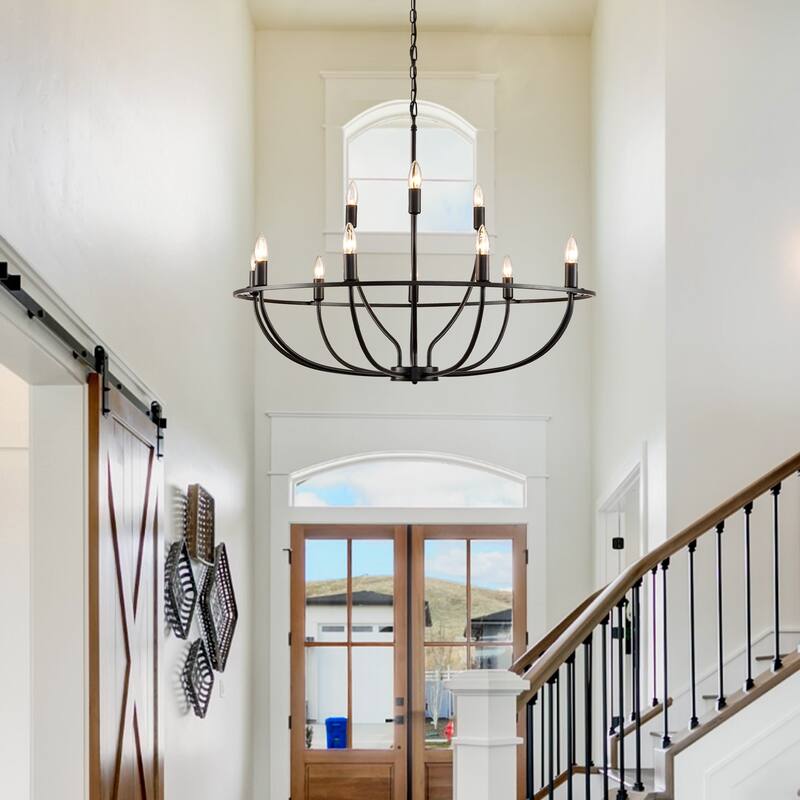 12-Lights ​Curved Arms Wagon Wheel Chandeliers