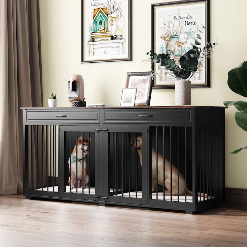 72.4"Indoor Dog House Furniture with Double Rooms for Small Large Dogs