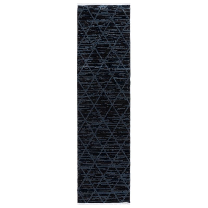 SAFAVIEH Mila Margurite Modern & Contemporary Rug - 2'2" x 8' Runner - Brown/Blue Black