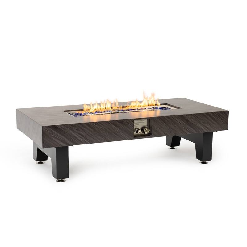 54-Inch Iron Fire Pit Table with Stone Finish
