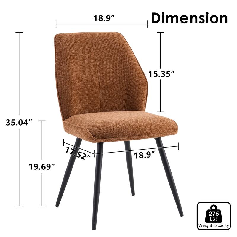 Set of 2 Modern Dining Chairs, Armless Upholstered Side Chairs