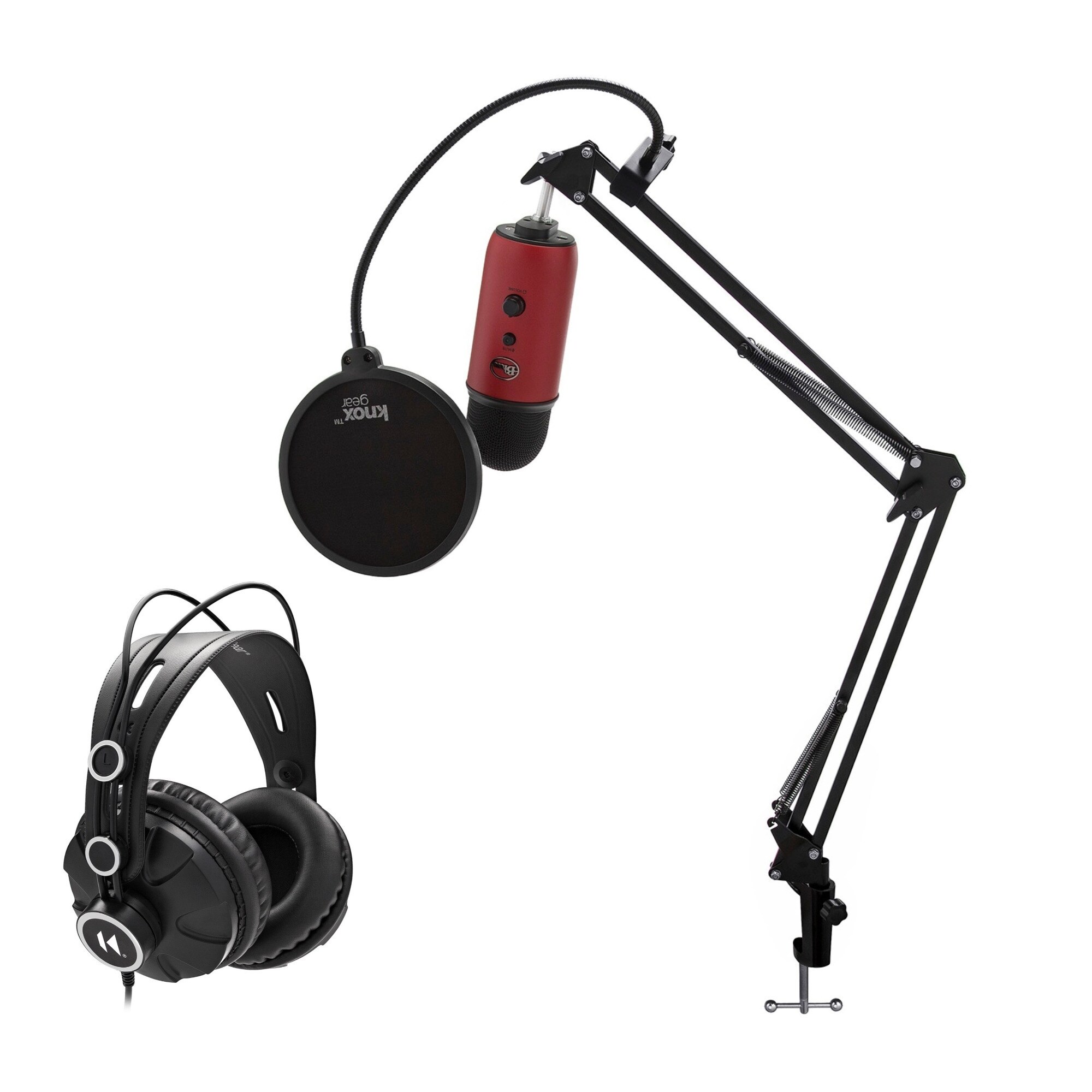 Blue Microphones Yeti Red Usb Mic W Knox Boom Arm Headphones Bundle Overstock
