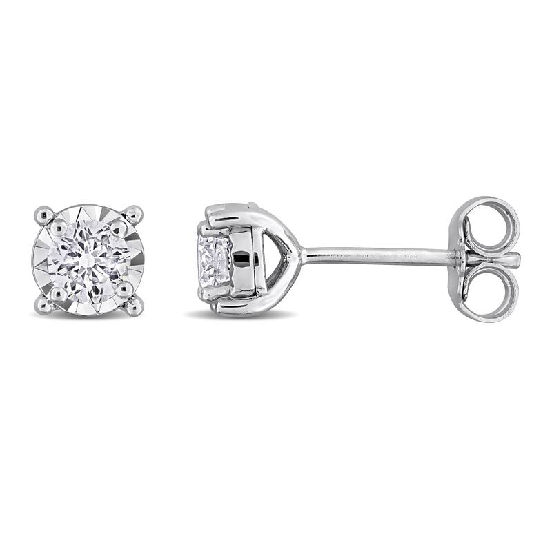 Miadora Sterling Silver Lab Grown Diamond Stud Earrings 1/4 to 1ct tw (GH VS1;VS2) - 0.5