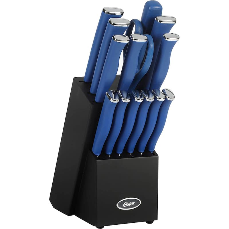15 Piece Stainless Steel Blade Cutlery Set in Dark Blue - Blue