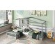 preview thumbnail 12 of 25, Twin Size Wood House Platform Bed, L-Shaped with Fence and Slatted Frame