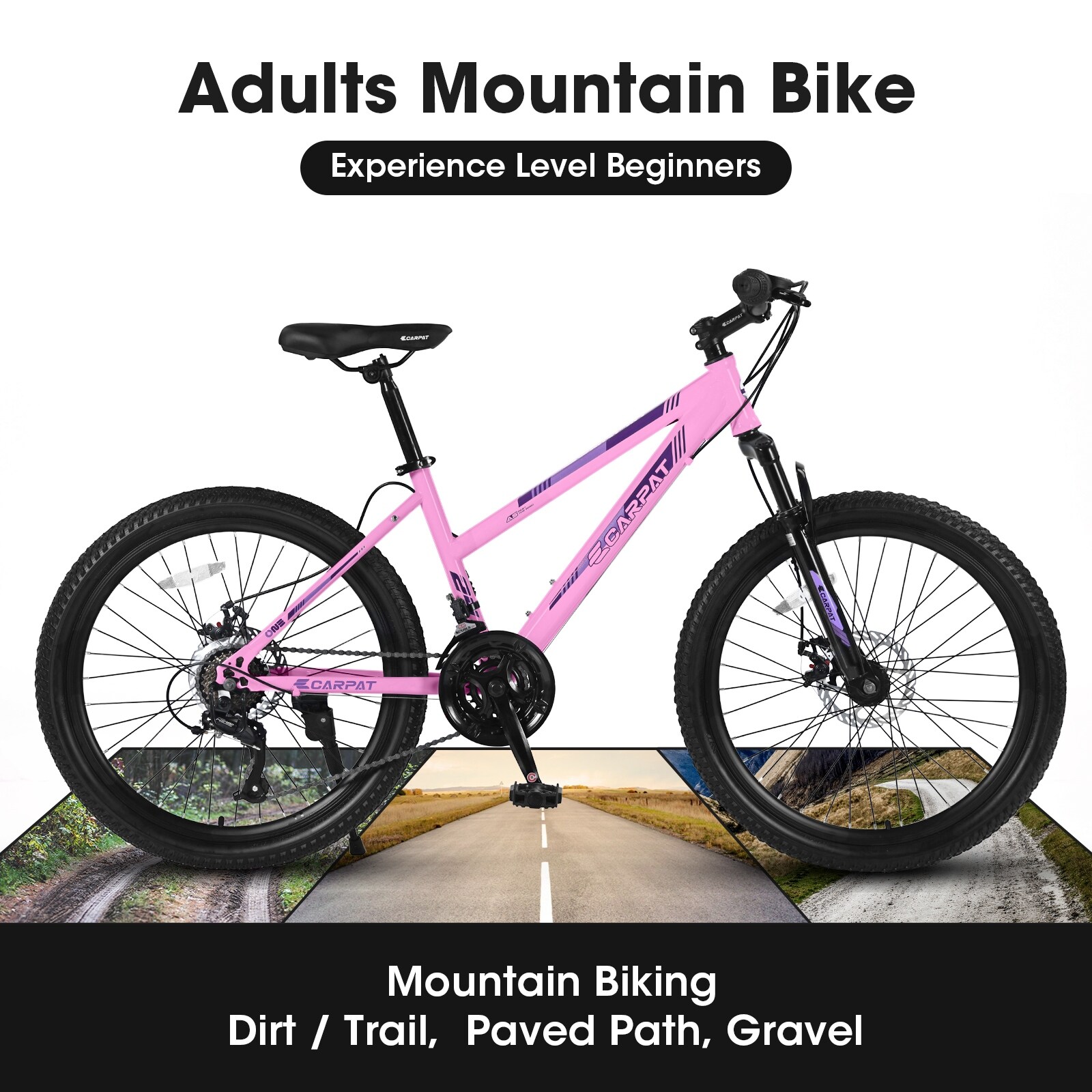 26 Inch Mountain Bike with 100mm Front Suspension Shimano 21 Speeds Gear MTB with Dual Disc Brakes for Teenagers Girls On Sale Bed Bath Beyond 37982866