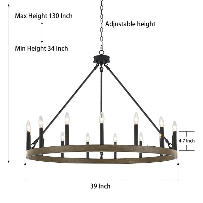 Acroma 15 Light Modern Farmhouse Wagon Wheel Chandelier-UL Certified - N/A