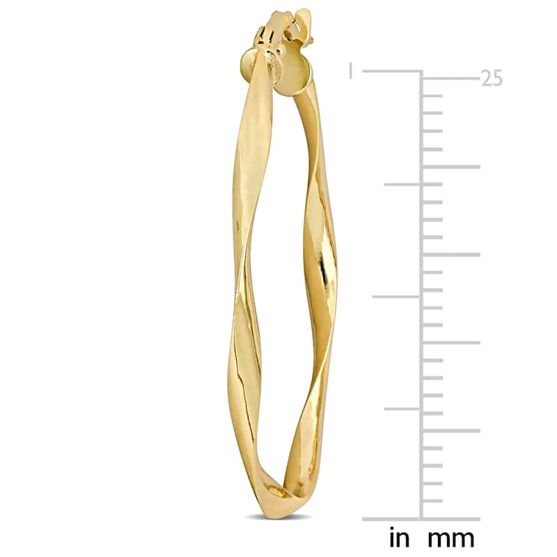 Miadora 10k Yellow Gold Twisted Hoop Earrings