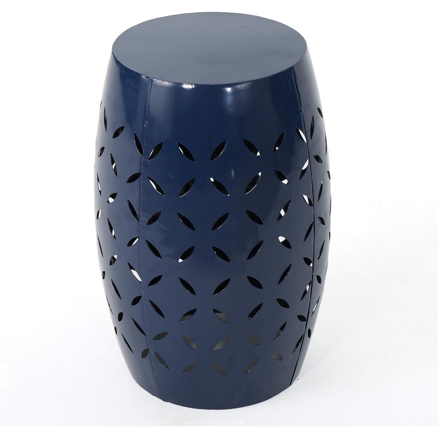 Lace Cut Iron Accent Table, Dark Blue
