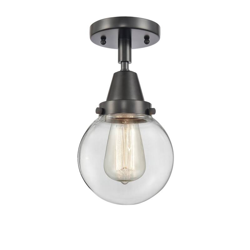 Innovations Lighting 447-1C-11-6 Beacon Flush Mount Beacon 6" Wide - Matte Black / Clear
