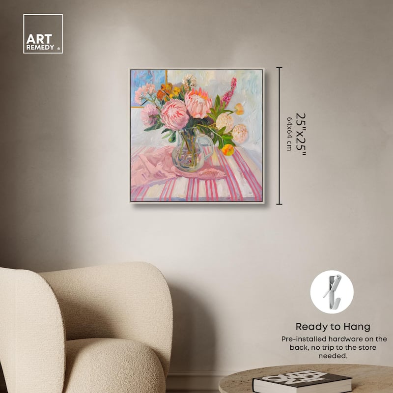 Pink Protea Pitcher Canvas by Art Remedy