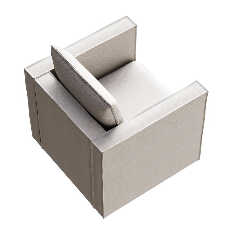 Linen Fabric Single Sofa Chair, Comfy Upholstered Reading Armchair, Modern Decorative Chair for Bedroom, Reading Room