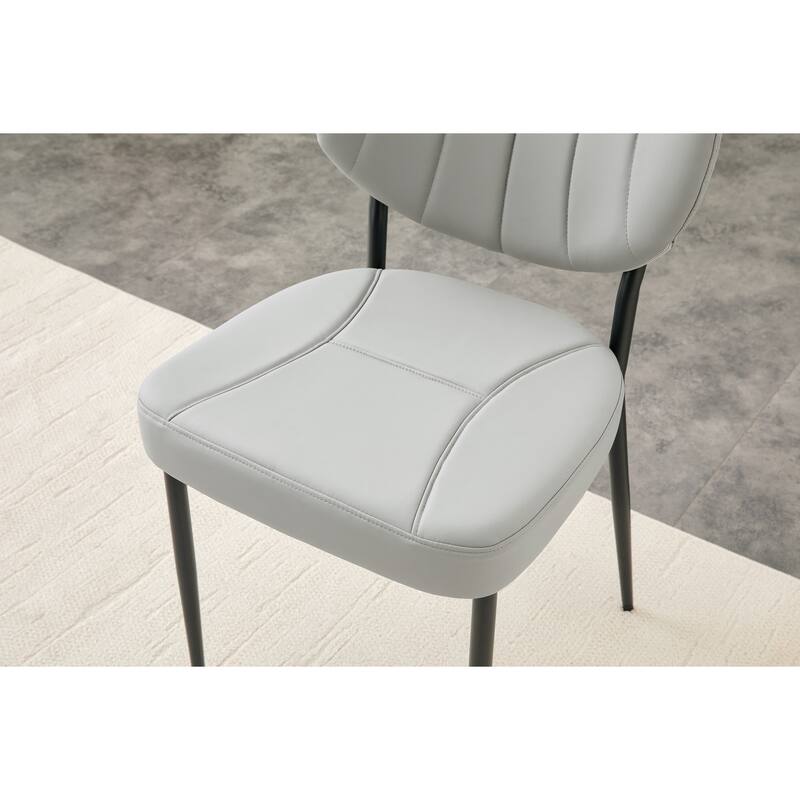 Set of 4, 20" PU Leather Upholstered Dining Chairs with Metal Legs