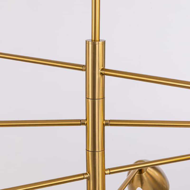 VidaLite Splay 10-Light Brushed Brass Chandelier With Adjustable Arms & Light Heads, Contemporary & Modern Style - 23" x 38"