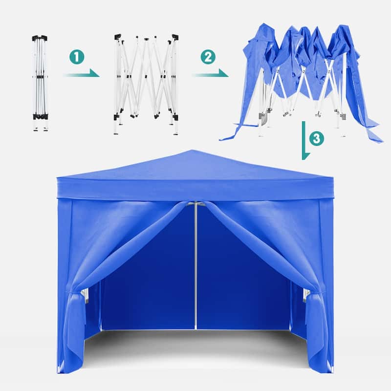10'x10' Folding Canopy,4 Removable Sidewall Shelter UPF 50,Gazebo Portable Tents,EZ Pop Up Canopy 4pcs Weight Bag,Carry Bag