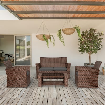 Grandview Outdoor 4-piece Brown Patio Conversation Set with Cushions