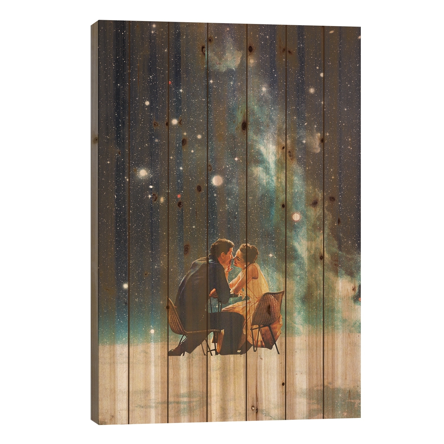 I'll Take you to the Stars for a Second Date Print On Wood by Frank Moth - Multi-Color
