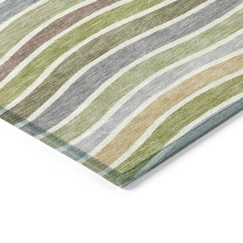 Machine Washable Indoor/ Outdoor Contemporary Stripe Chantille Rug